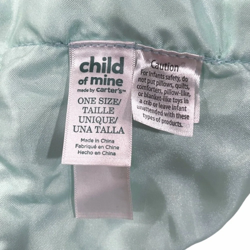 CARTERS Lamb Lovey Security Blanket Rattle Toy Satin Stars Mint Green Yellow 12”